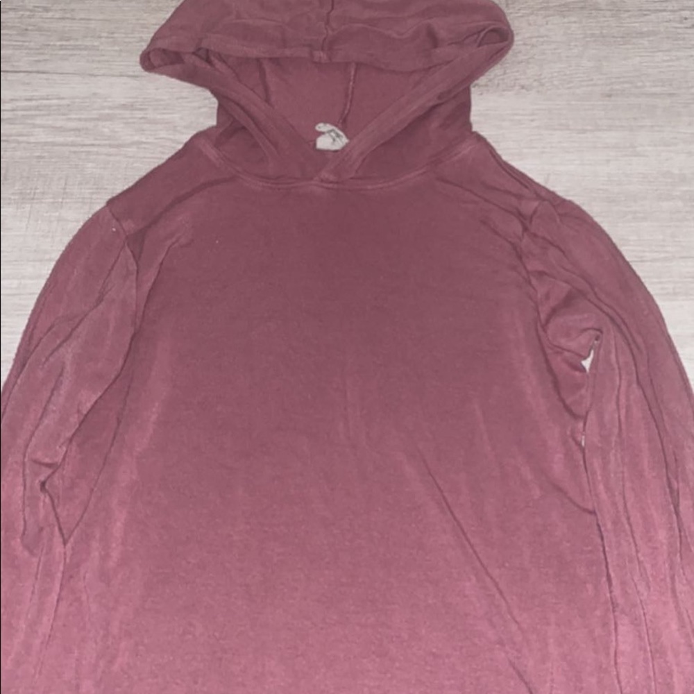 Purple long sleeve shirt with hood